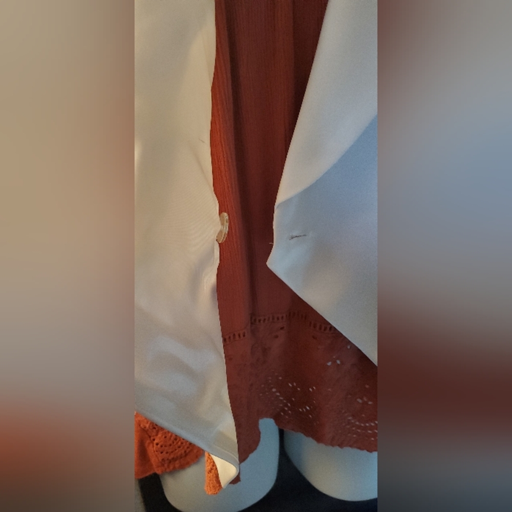 Elegant J. R. Nites By Caliendo White Blazer with Sheer Sleeves - Picture 9 of 11